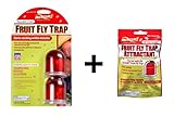 Rescue Bundle Pack Reusable Fruit Fly Trap, 2-Pack with Non-Toxic Fruit Fly Trap Refill