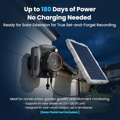 Time Lapse Camera 1296P 48MP Site Camera, 6X Digital Zoom, 180 Day Recording, Timelapse Camera with LED Light, Time-Lapse Camera for Construction Sites, Planting (64GB)