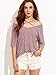 SheIn Women's Crisscross Cold Shoulder Half Sleeve T-Shirt - Burgundy Small