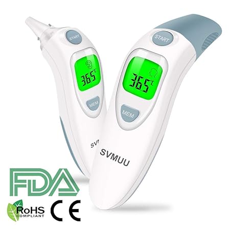 SVMUU Fieberthermometer Stirnthermometer Ohrthermometer, Infrarot Thermometer für Babys, Erwachsene und Objekte?1 Sekunde Mes
