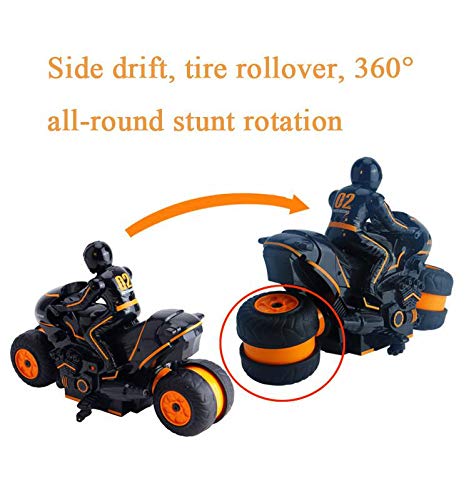Womdee Remote Control Stunt Motorcycle, 2.4G 360 Degree Spinning Action Rotating Drift Stunt Motorbike High Speed RC Motorbikes, Drift Stunt Car Motorbike for Kids Age 4,5,6,7,8 and Up Year Old - Thumbnail 5