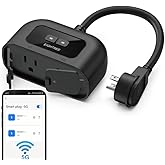 EIGHTREE 5GHz Outdoor Smart Plug Waterproof IP44, WiFi Smart Outlet Plug with 2 Independently Controlled Outlets, Compatible with Alexa & Google Assistant, Voice&Remote Control, Timer&Schedule, 1 Pack