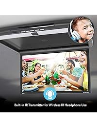 Pyle plrv1725 vehículo abatible visualización Monitor con soporte de techo con 1080p soporte HDMI USB Micro SD IR transmisor FM 17.3" negro