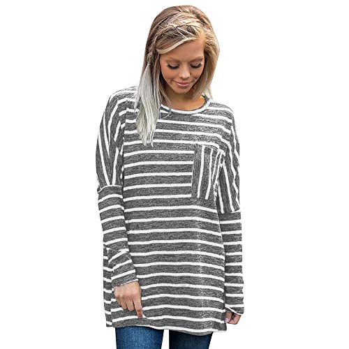 Women Stripe Tops Duseedik Long Sleeve Crewneck Patterned Plus Size Sweatshirt Pullover Blouse Shirt
