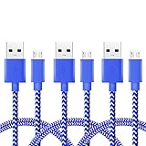 Micro Charger Cable,iSeeker [3-Pack] 3.3ft Nylon Braided A male to Micro B Sync Cord for Android, Samsung, HTC, Motorola, Nokia and More (3.3ft-Blue)