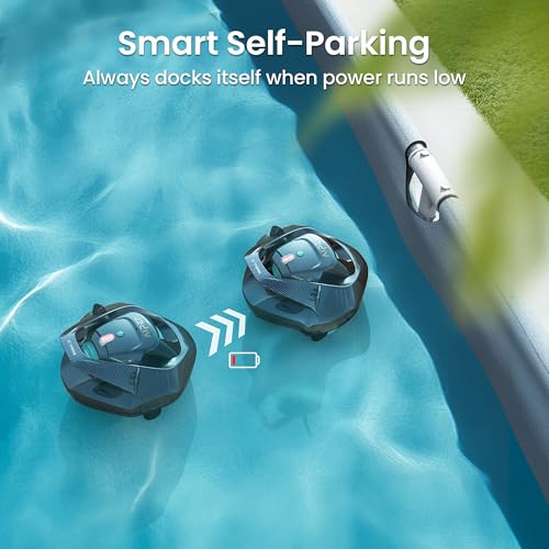 AIPER Seagull SE Cordless Robotic Pool Cleaner, Pool Vacuum Lasts 90 Mins, LED Indicator, Self-Parking, for Flat Above-Ground Pools up to 33 Feet - Gray