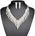 Ulike2 Shining Clear Crystal Rhinestone Silver Plated Bridal Jewelry Sets Y-shaped Necklace and Earrings