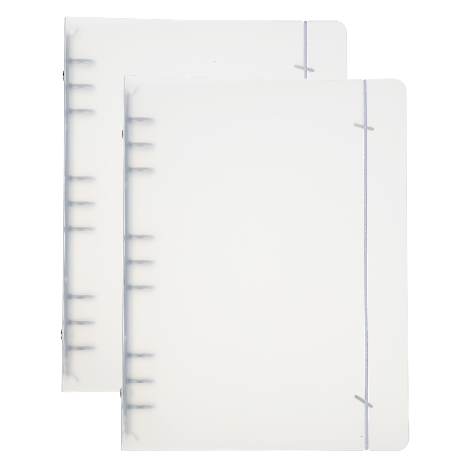 PATIKIL B5 Binder Cover, 2 Pcs PP 9 Ring Round Ring Binder Cover with White Fixing Belt Metal Lock Loose Leaf Binder Protector Refillable Notebook for Meeting Folder, Matte White