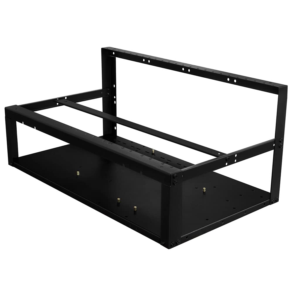 Kingwin Miner Rig Case W/ 6 GPU Mining Frame - Expert Crypto Mining Rack W/Placement for Motherboard for Mining - Air Convection to Improve GPU Cryptocurrency Test Bench PC Case