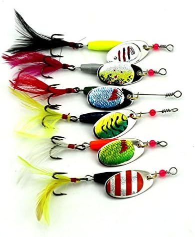 Amigo Global Fishing Lure Fish Lure Spinnerbait ,Bass Trout Salmon Catfish Hard Metal Spinner Baits 6PCS