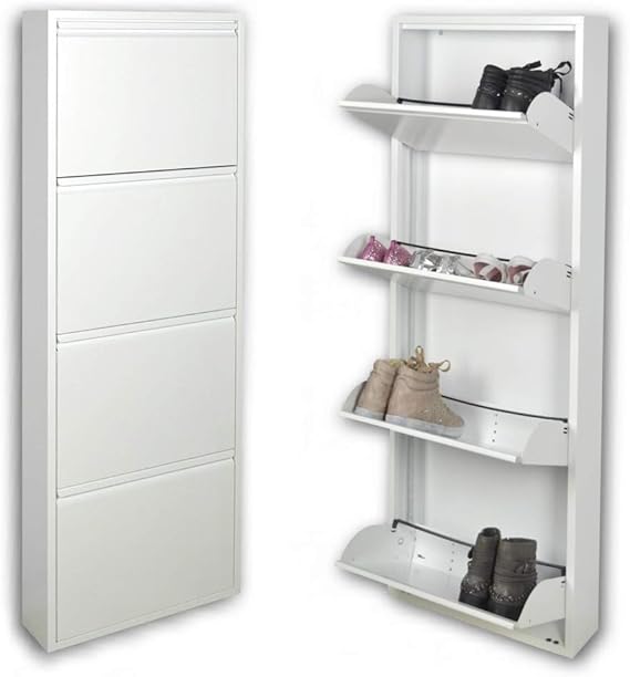 Slim White Shoe Rack for 12 Pairs of Shoes, Nothing To Assemble Amazon