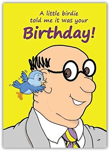 Uncle Pokey Birthday Card - Little Birdie - Humorous Full Color Art on 100 pound paper with envelope folding to 5"x 7" Sold as a single card