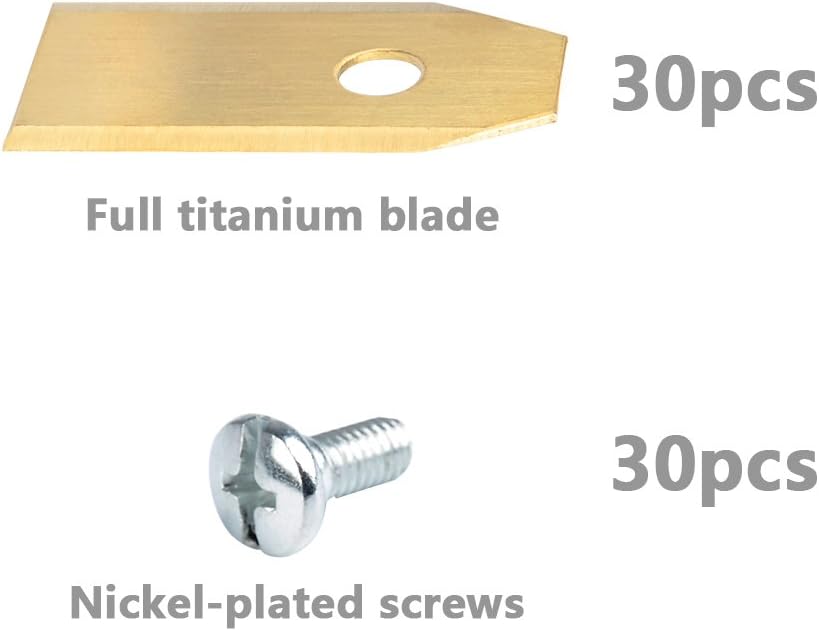 TIMESETL 30Pack Replacement Blade with Screws 35x18x0.75mm Anti Rust Titanium Coating compatible with Gardena Flymo Automower - Image 5