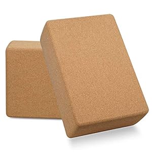 Cork Yoga Block Set of 2 to Support and Deepen Poses, Natural Eco-Friendly Yoga Brick for Any Type of Yoga Styles, Pilates Block – Essential Yoga Equipment – Support Yoga Poses 9″ x 5″ x 3″