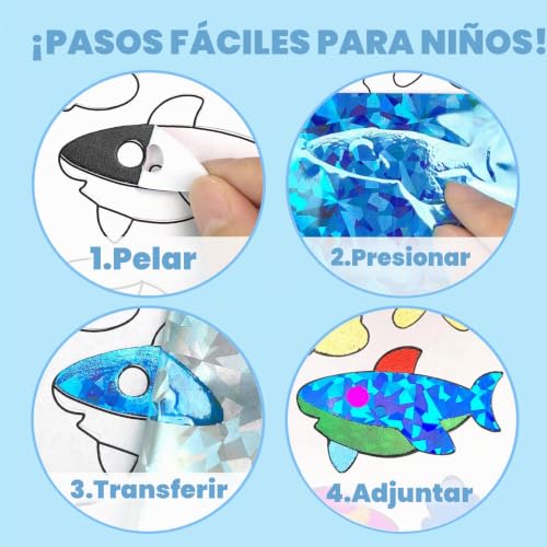 AJAZPER Foil Crafts Kids, Craft Kit Kids, DIY Creative Art Activity for Kids, Travel Set, Gifts for Boys Girl 4+ Years Christmas Birthday (Blue)