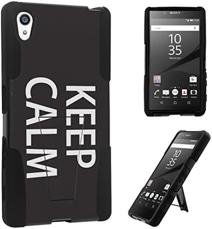 Xperia Z5 Case, DuroCase Kickstand Bumper Case for Sony Xperia Z5 (Released in 2015) - (Keep Calm Black)