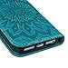 MOLLYCOOCLE iPhone SE 5S 5 Case, Wallet Case Embossed Sunflower Blue PU Leather Kickstand Magnetic Flip Folio Card Holders Slots Hand Strap Cover Case for iPhone SE 5S S