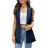 Kedera Women's Sleeveless Vest Blazer Fully Lined Spring Casual Open Front Work Office Tops Jacket Pockets