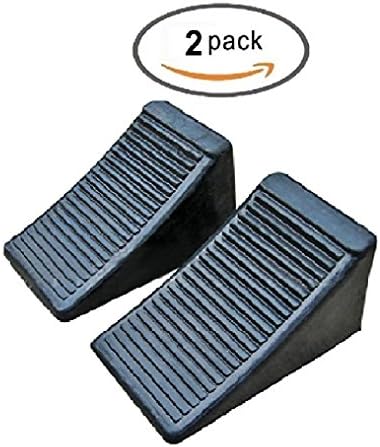 Mig Att Solid Rubber Wheel Chock Blocks, Heavy Duty Black Rubber, 2 Pack Set (Middle (6.5'' x 3.8'' x 3.8''))