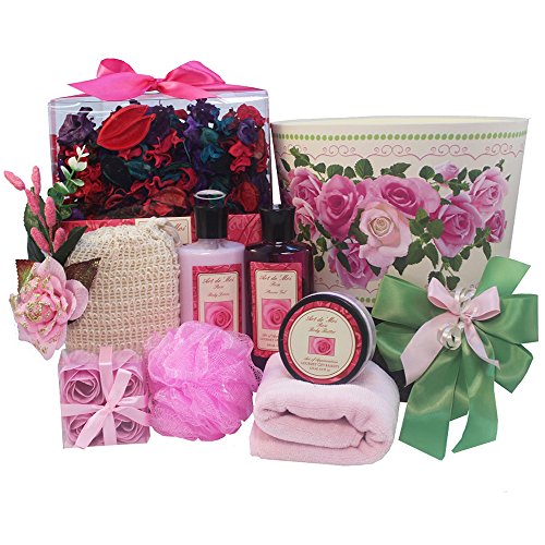 Mums English Rose Spa Bath and Body Gift Basket Set