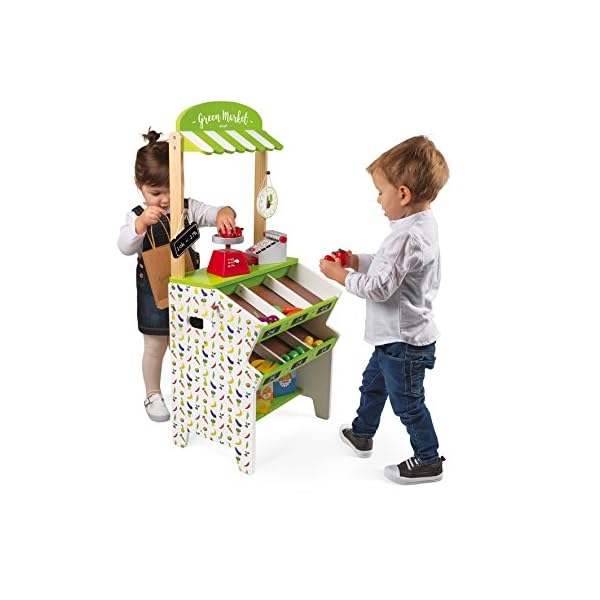 Janod - Green Market Wooden Grocery for Children - 32 Accessories Included - Shopping Pretent Play Toy - For children… – Bild 7