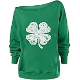 Women Off Shoulder Sweater Fleeced Long Sleeve Oversize Sweatshirt Blouse