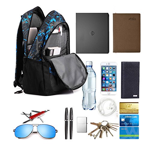 Anime Luminous Backpack, Teens Boys School Backpack Bookbag with Lunch Bag and Pencil Case Laptop Bag for 14" Laptop Travel Daypack Student Rucksack Shoulder Bag
