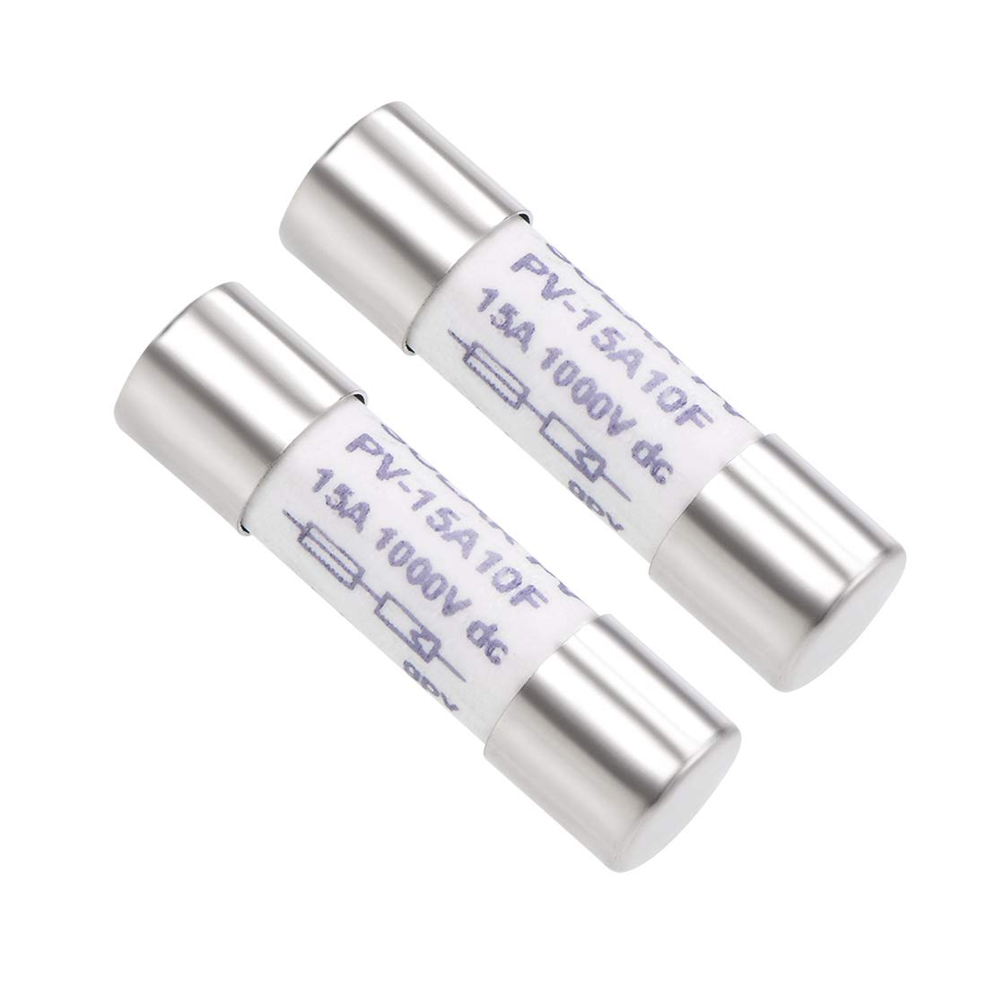 sourcing map Cartridge Ceramic Fuse 15A DC 1000V 10x38mm Fast Blow Replacement for Digital Multimeter 2pcs