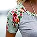 HighpotSummer Women Gray Floral Shoulder Prints Short Sleeve T-shirt Casual Top
