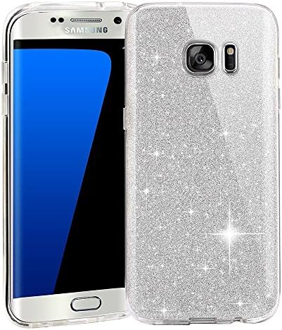Galaxy S7 Edge Case,JEPN Girls Shiny Glitter Case [Bling Crystal Clear][Extremely Sparkly], Back Cover Shinning Protective Bumper Bling Glitter Case for Samsung Galaxy S7 Edge(Silver)
