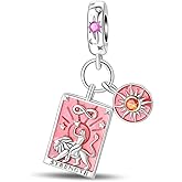 LONGLUCK 925 Sterling Silver Charms for Bracelets Necklaces 5A Cubic Zirconia Tarot Cards Dangle Pendant,Charms Beads Gifts for Women