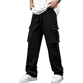 Auxo Mens Sweatpants Open Bottom Baggy Loose Fleece Cargo Sweat Pants Casual Heavyweight Sweatpants with Pockets