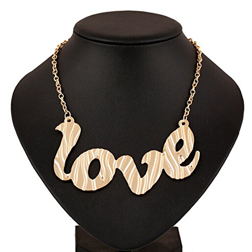 Elakaka Simple I LOVE YOU Necklace Pendants Sweater Chain