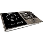 TI-1+1B 25-Inch Built-In Dual Burner Cooktop, Single Induction and Gas Combination, 1750W, UL858 Certified