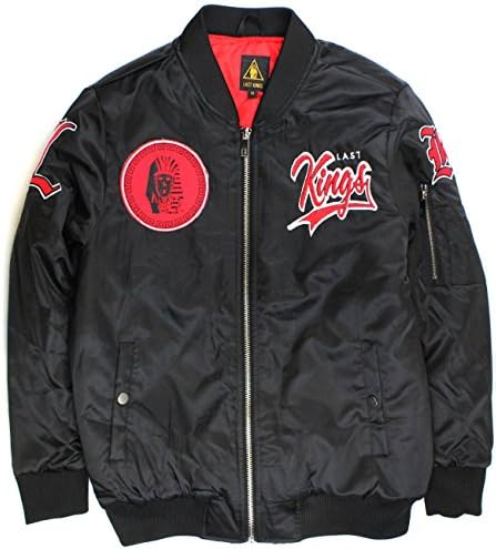 Last King Men's MA-1 Flight Jacket Black (Large)