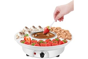 Beyoung Electric Fondue Pot,Chocolate Fondue Maker With Temperature Control and Detachable Serving Trays Great for Dipping Snacks,Bread in Chocolate,Meaningful Birthday Wedding Day Gift (White)