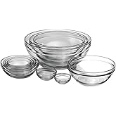 Anchor Hocking 10 Piece Mixing Bowl Set, Nesting Serving Bowls & Mixing Bowls (1 oz, 2 oz, 4 oz, 6 oz, 10 oz, 16 oz, 1 Qt, 1.