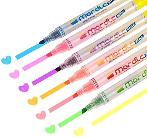Oytra Double Tips Fluorescent Highlighters cum Marker Pens - Pack of 7 Colors Chisel Tip