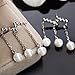 Merdia 925 Sterling Silver Long Dangle Pearls Earring for Women