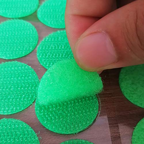 100 Pcs Hook Loop Fastener Dots Sticks Tape 1 inch Diameter Self-Adhesive Sticky Back Nylon Coins Waterproof for Classroom Office School Teachers Kids Hanging Picture Frames (Green)