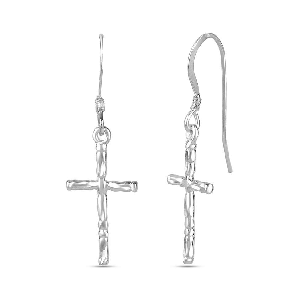LeCalla Sterling Silver Jewelry Light-Weight Cross Dangle Earrings for Women Girl