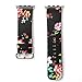 KOBWA Apple Watch Band 42mm, Premium Leather Strap Wrist Band Replacement with Stainless Metal Clasp for Apple Watch Series 1 Series 2 42mm All Models Black And Red Flowers