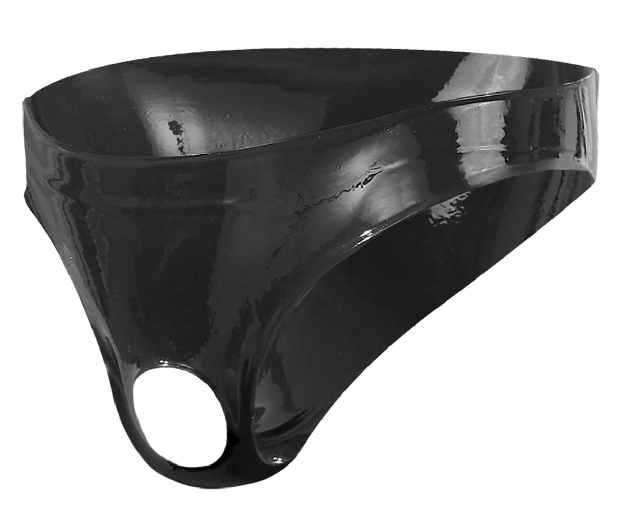 The Latex Collection Men's Latex Briefs with Opening, Black, Small/Large