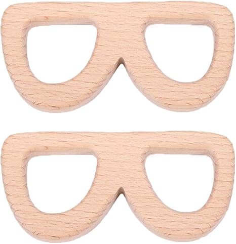 Amazon Co Jp Tomaibaby 2個木製ベビー歯が生えるおもちゃメガネ形状おしゃぶりベビー木製おしゃぶり赤ちゃん咀嚼おもちゃベビーシャワーのギフト ホーム キッチン