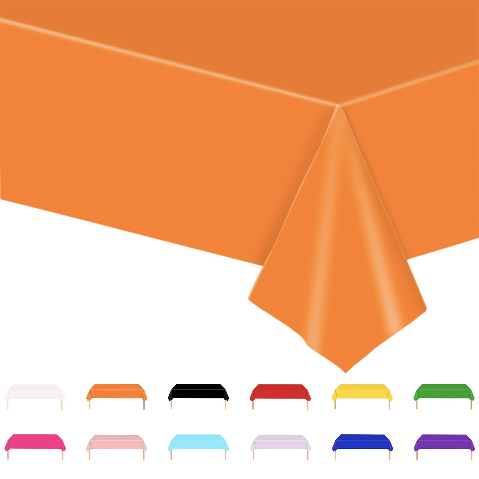 POPOYU Orange Party Tablecloth,Large Orange Table Cover,137 * 274cm OrangeParty Tableware Decor OrangeTable Cover Table Cloth for Halloween Thanksgiving Autumn Harvest Party Supplies Table Decoration