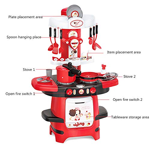 WanuigH Küchenspielzeug Moderne Chef-Küche Bunte Kunststoff-Spielküche Kinder Küche Spielset mit Spielzeug-Zubehör-Set… – Bild 4