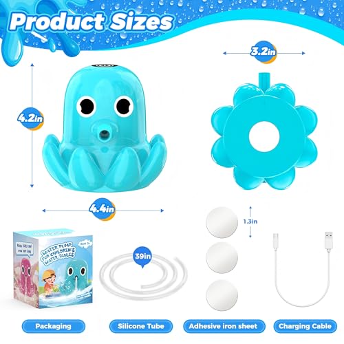 Water Table Pump, Continuous Flow Rechargeable Magnetic Octopus Pump, Battery Powered No Drill Installation, Non-Stop Fun Summer Outdoor Water Toys, Water Play Accessories for Kids Toddlers, Green
