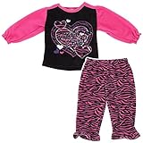100% Cute Pink Wild Child Fleece Pajamas for Little