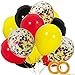 Mouse Color Balloons 40 Pack, 12 Inch Red Black Yellow Latex Balloons with Confetti Balloon for Baby Shower Birthday Party Decorations Supplies with Ribbon