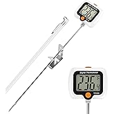 10 Inch Long Digital Candy and Deep Fry Thermometer with Pot Clip,Rotating Display, Best Instant Read Food Meat Thermometer f